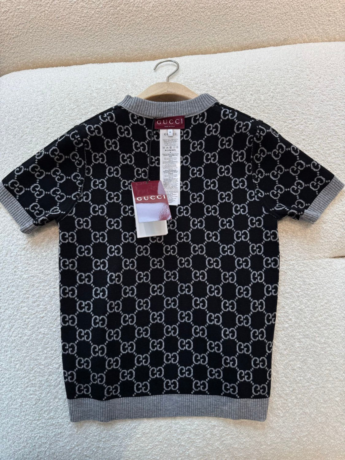 Gucci Gray And Black Reversible GG wool Jacquard Top Featuring Iconic GG Pattern #332622