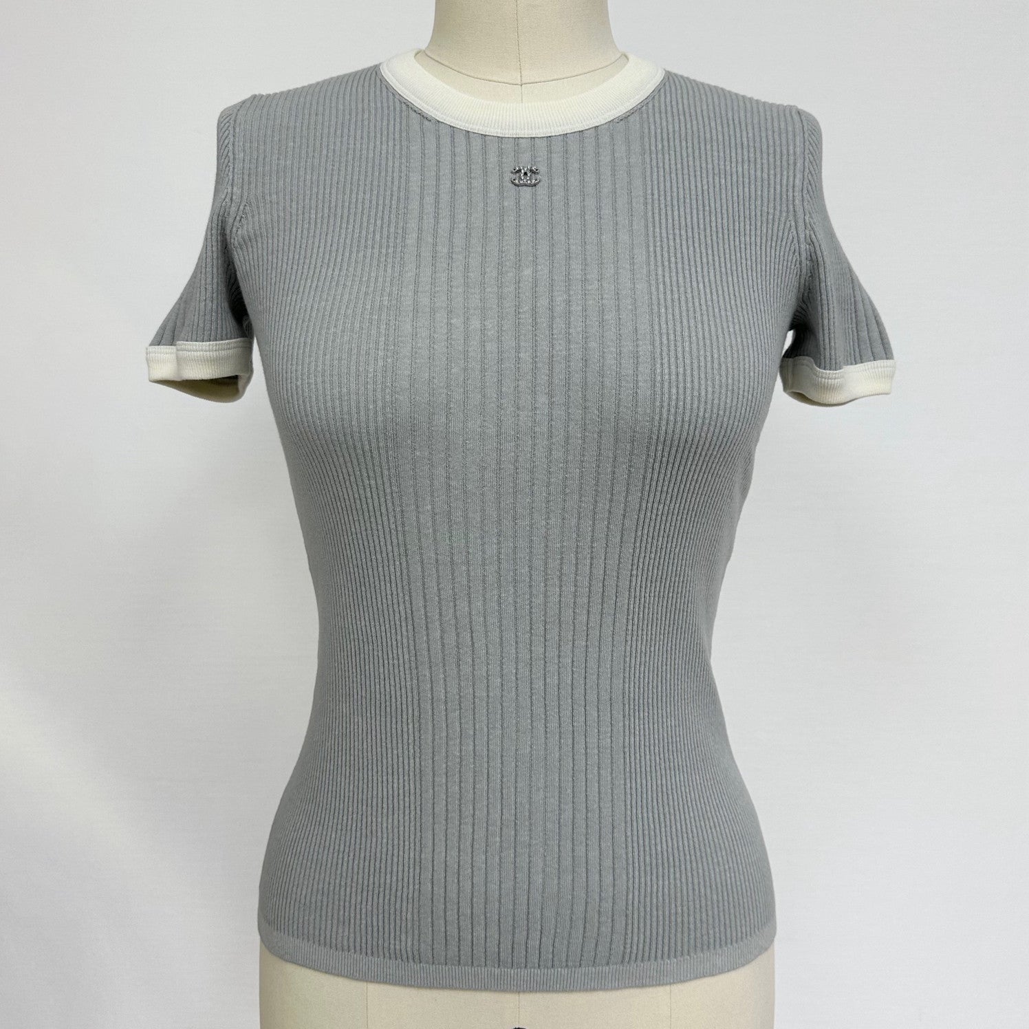 Chanel Women's Summer Fashion Casual Solid Color Crew Neck Knit Short Sleeve T-Shirt #78479