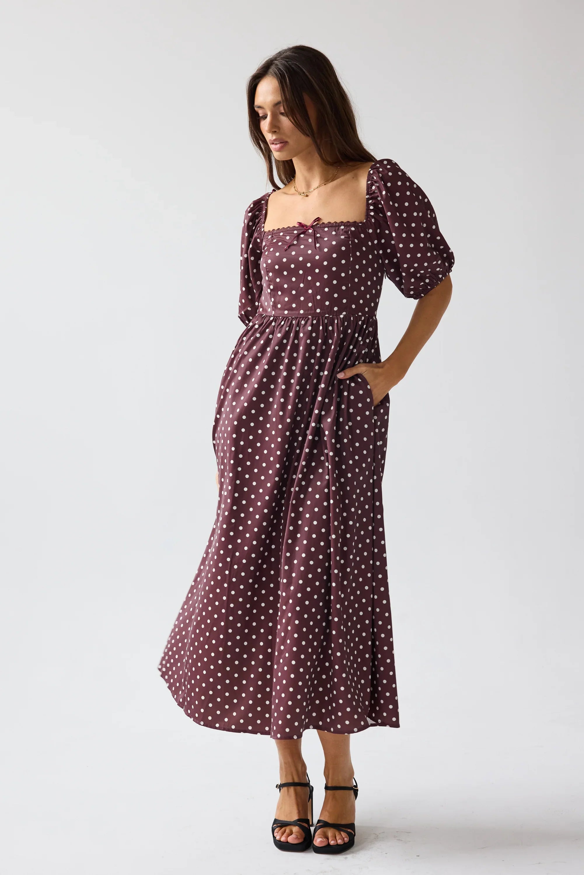 Jersey Polka Dot Midi Dress