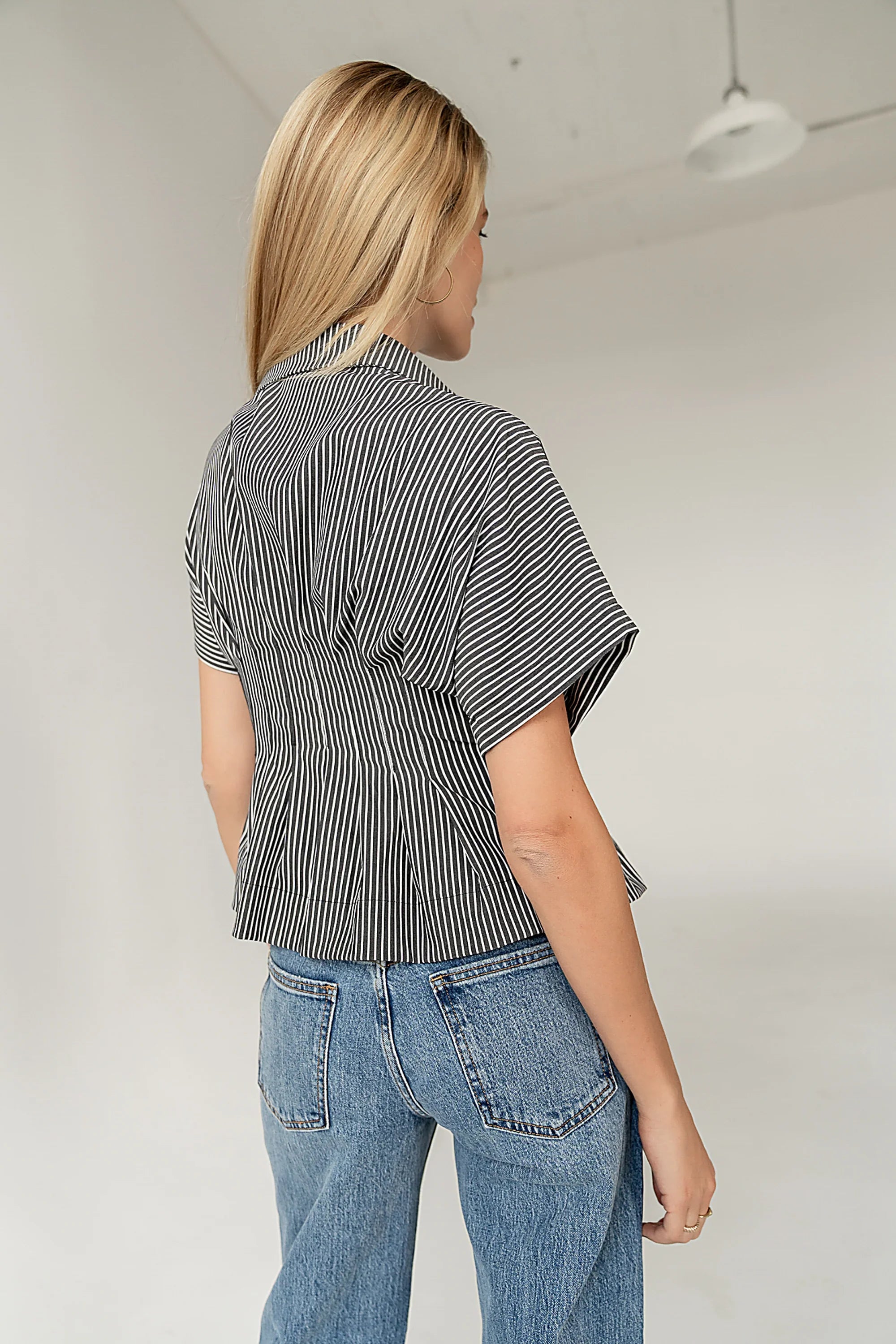 Alec Striped Blouse in Grey