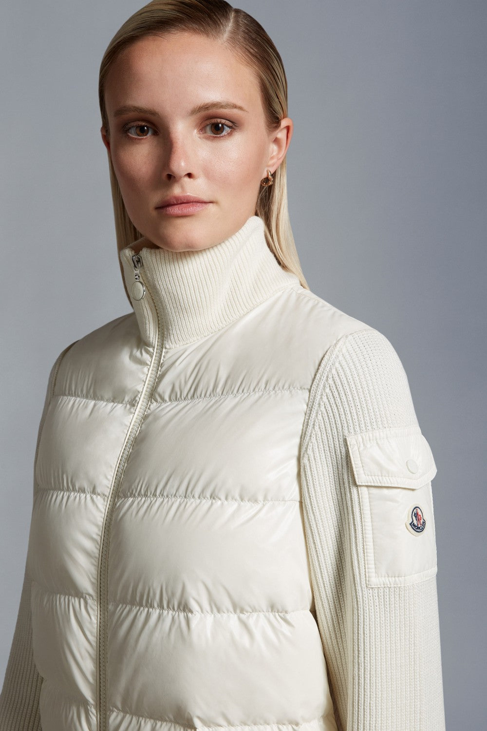 Moncler Cardigan Women's Ski Solid Color Snow Mountain Stand Collar Wool Goose Down Down Jacket#333081