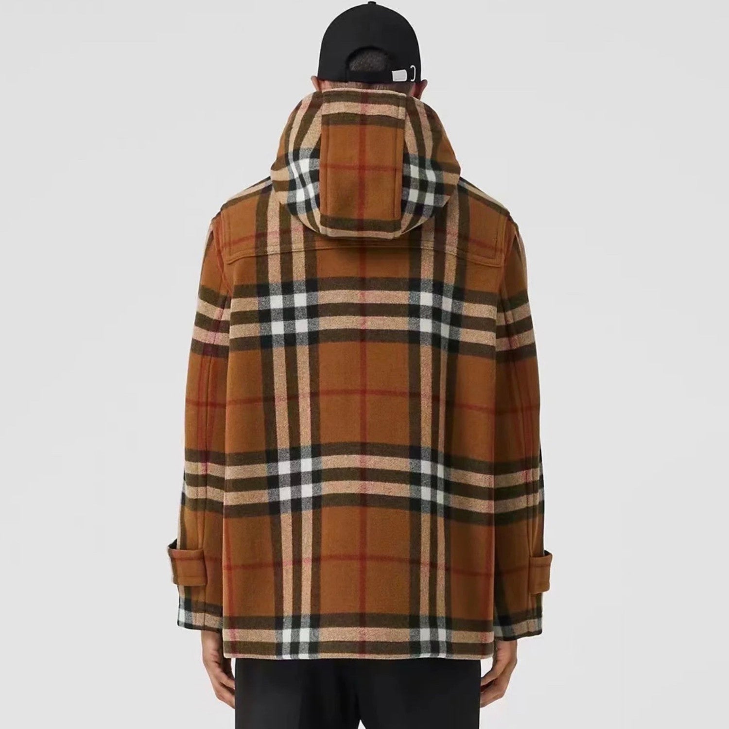 Burberry Men's And Women's Fall/winter Fashion Casual Checkered Hooded Single Breasted Short Coat With Horn Buttons Jacket #79427