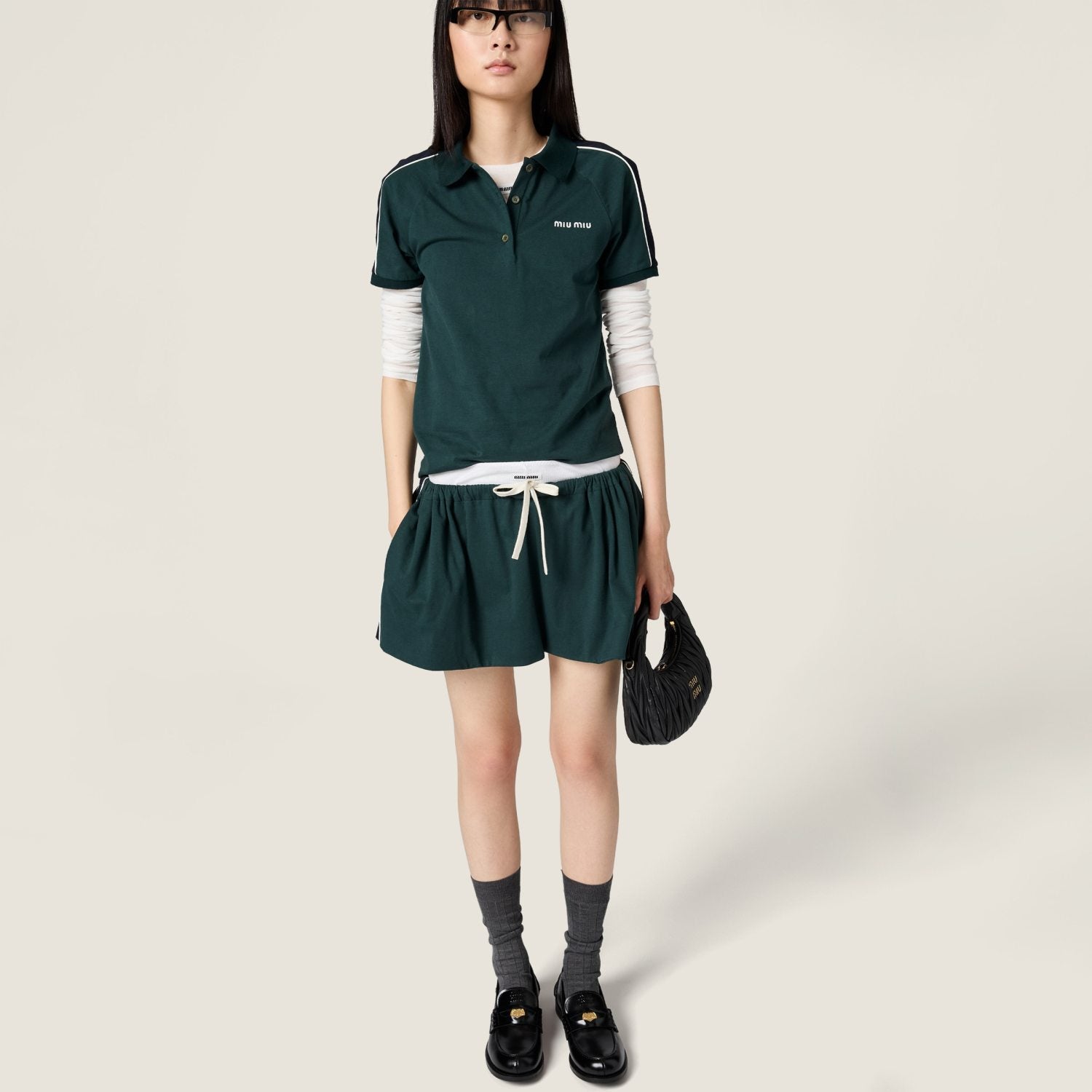 MiuMiu Bottle Green blue Cotton Jersey Polo Shirt #377064