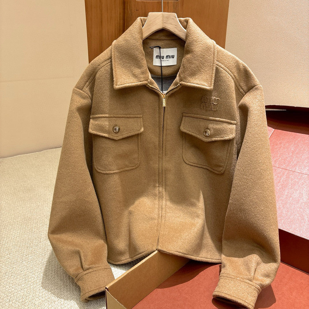 MiuMiu Women's Spring/Fall Fashion Classic Lapel Zipper Logo Short Jacket #79246