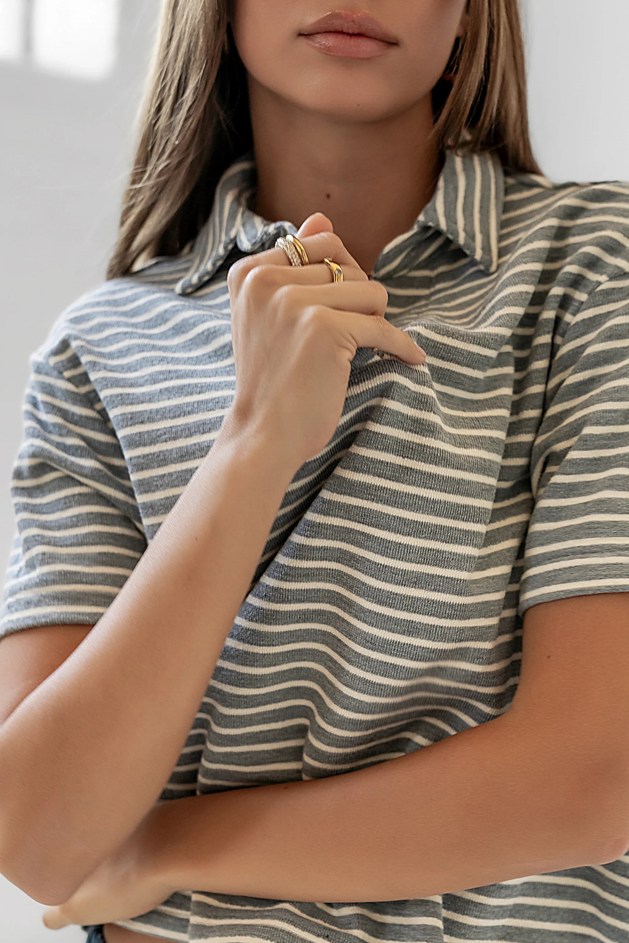 Lucca Striped Top in Grey
