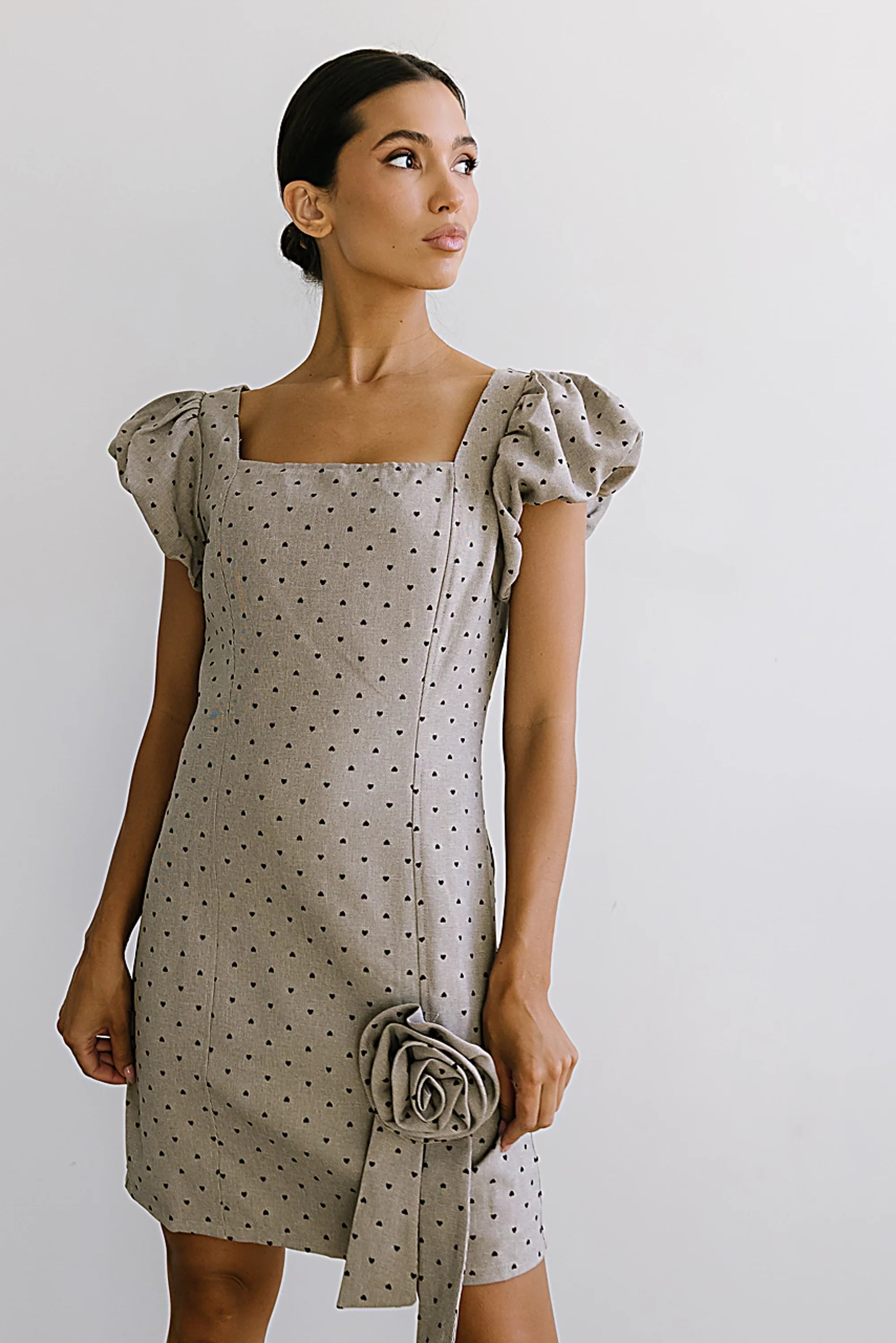 Joana Mini Dress in Taupe