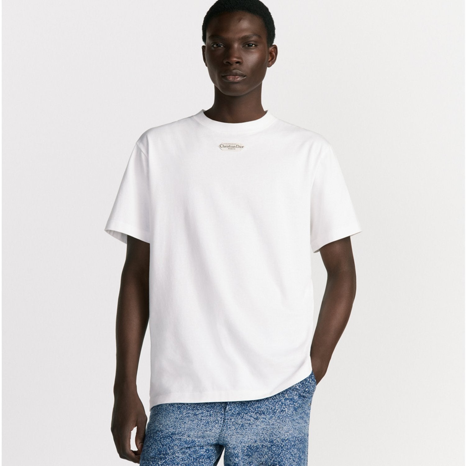 Dior Men's And Women's Summer Fashion Casual Solid Color Crew Neck Loose Fit Cotton Plain Weave Knit Short Sleeve T-Shirt #78564