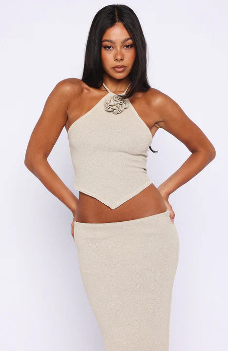 London Love Knit Top Champagne