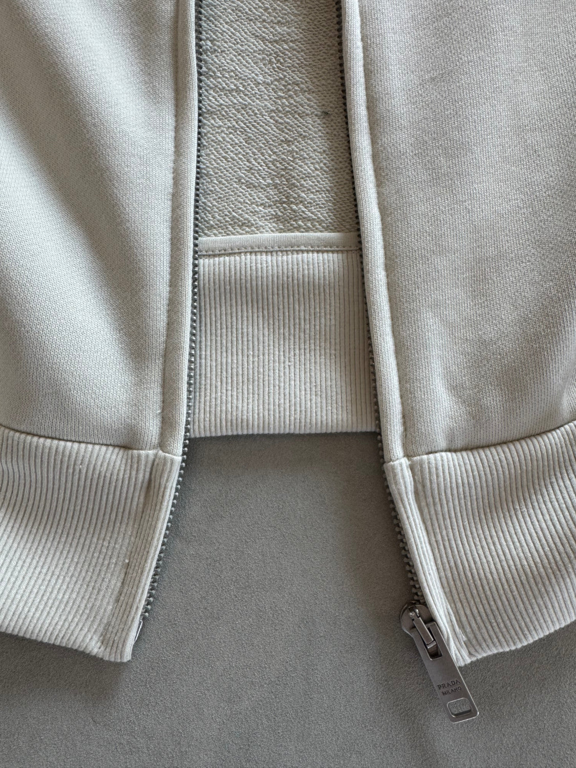 Prada White Hooded Zipper Sweatshirt #377465