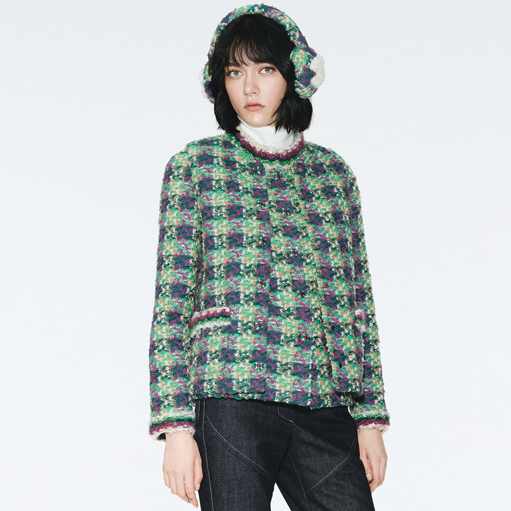 Chanel Vest Tweed Green Purple Ecru #334170