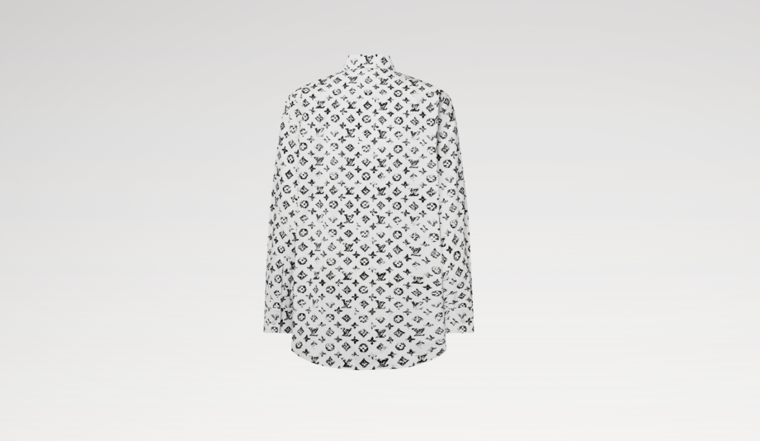 Louis Vuitton Women's Spring/Autumn Graphic Monogram Cotton Collared Loose-Fitting Long-Sleeved Shirt #81511