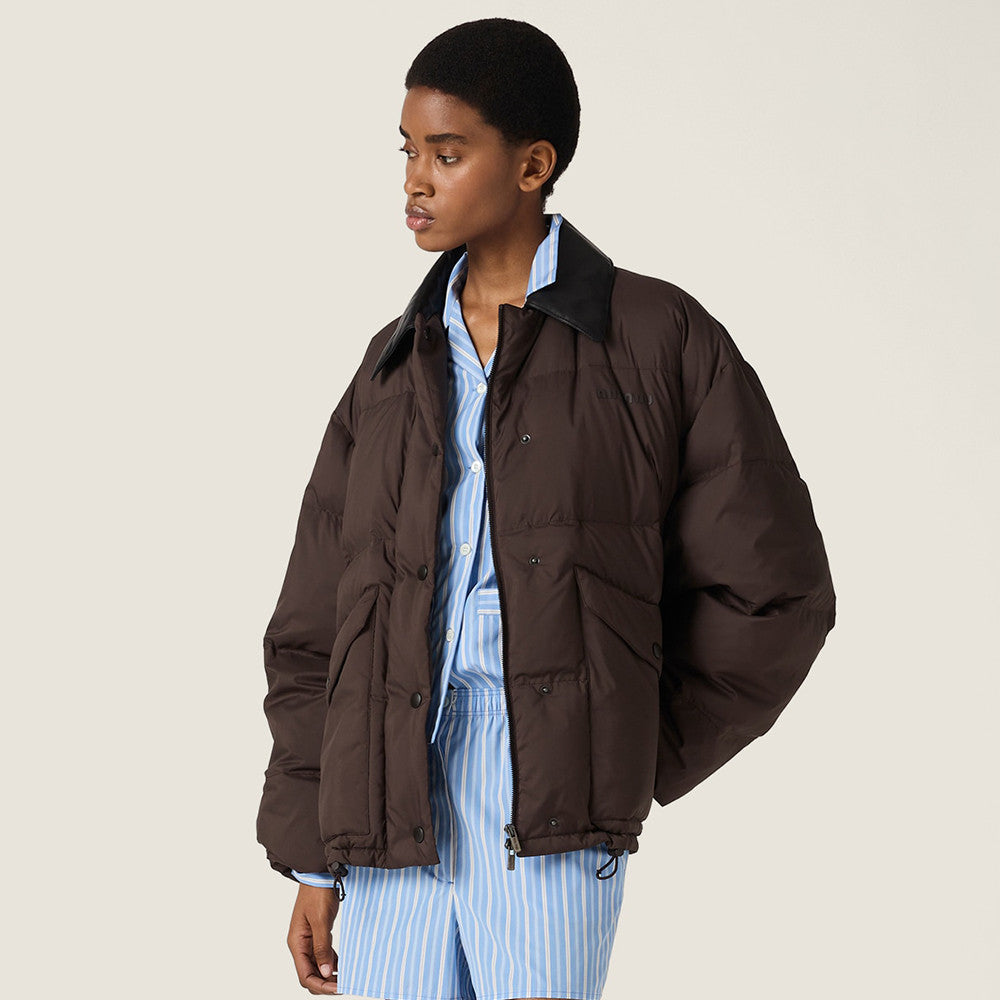 MiuMiu Ebony Technical Pong¨¦ Cropped Down Jacket  #335949