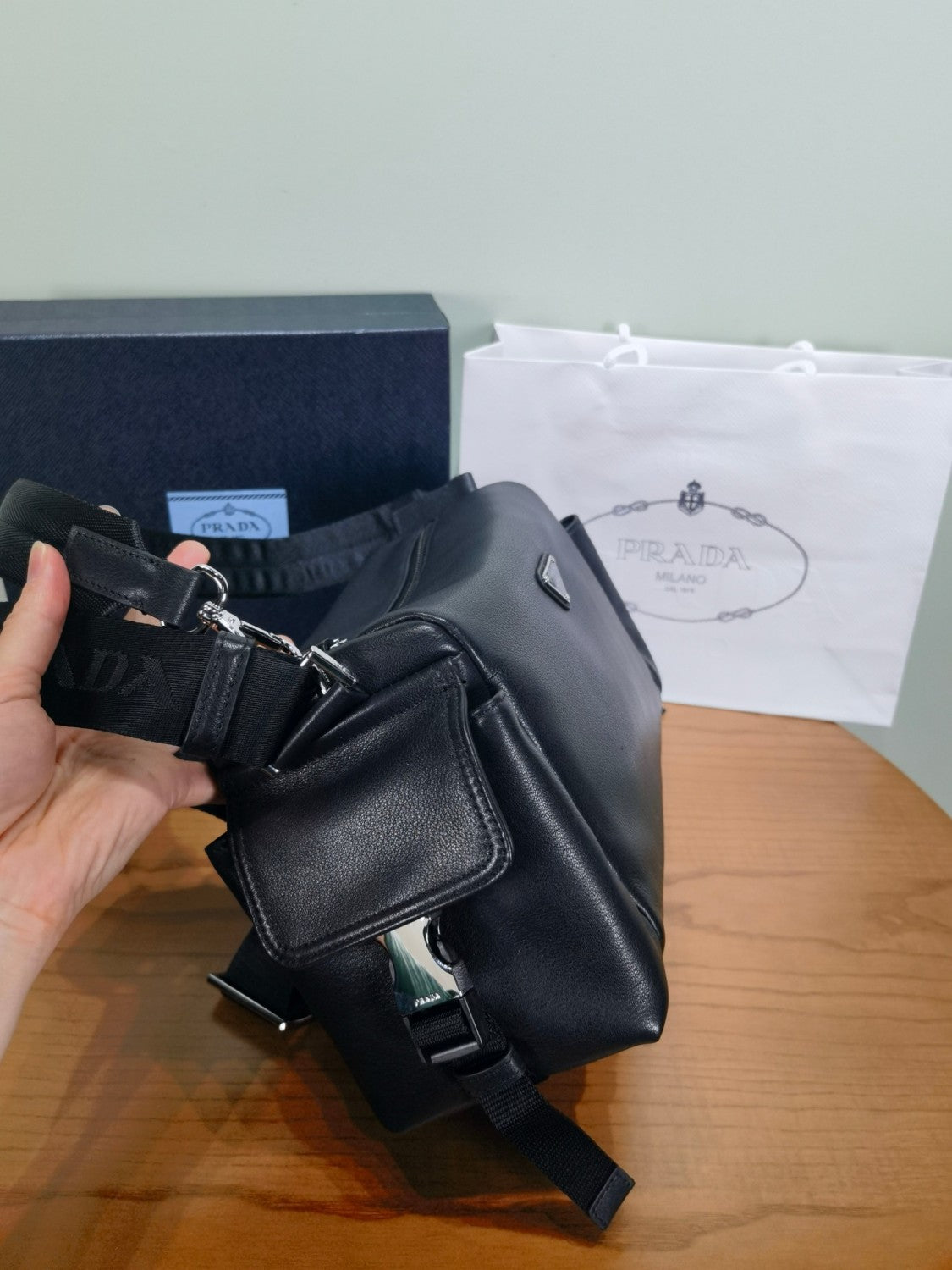 PRADA Black Prada Explore Leather Bag #379559