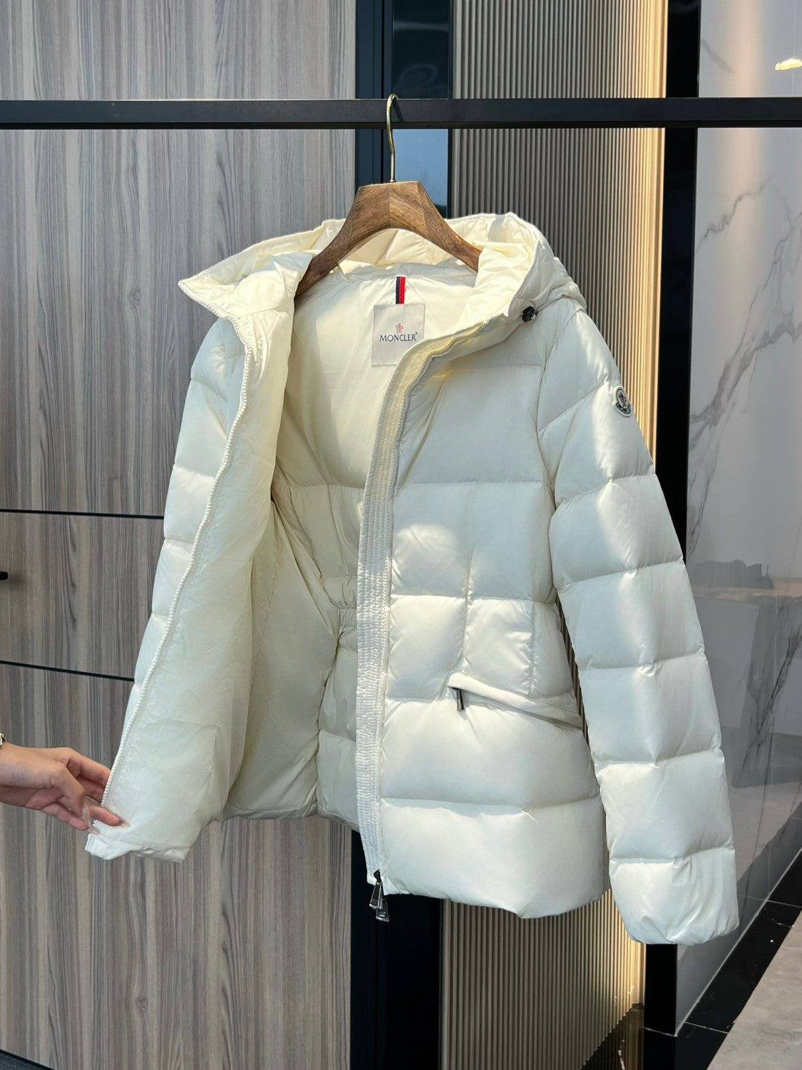 Moncler Ivory Avoce Women's Hooded Short Down Jacket Coat #332707