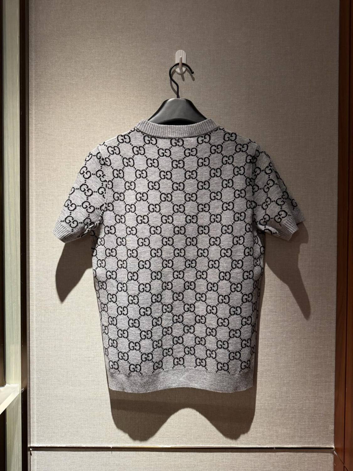 GUCCI Reversible GG Wool Jacquard Top Grey Black #334215