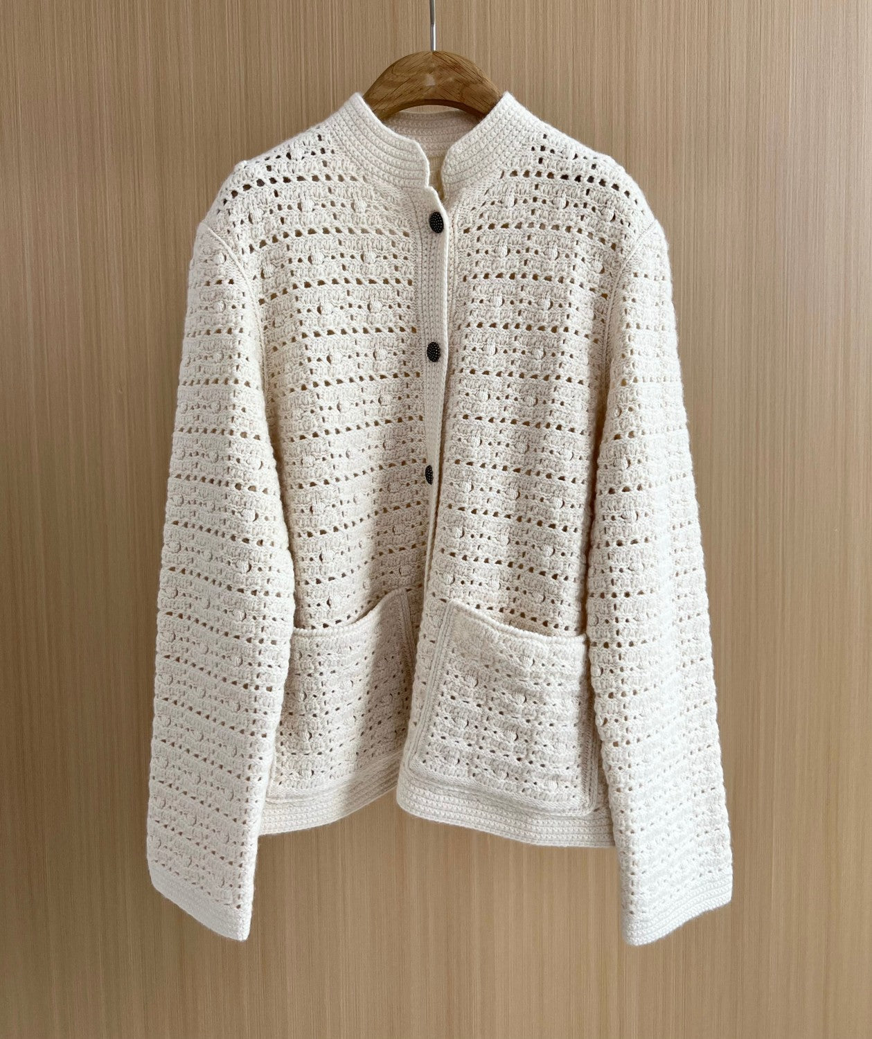 Loro Piana Women's Spring/Fall Fashion Casual Crew Neck Single Button Knit Pocket Jacket Plaid Knit Straight Leg Casual Pants Suit Set #78869