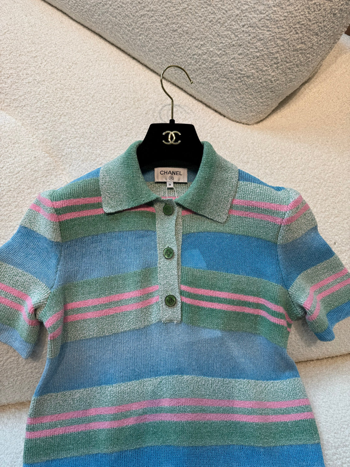 Chanel Pre-Spring 23P Pastel Striped Knit Polo Dress Multiple Colors #328841