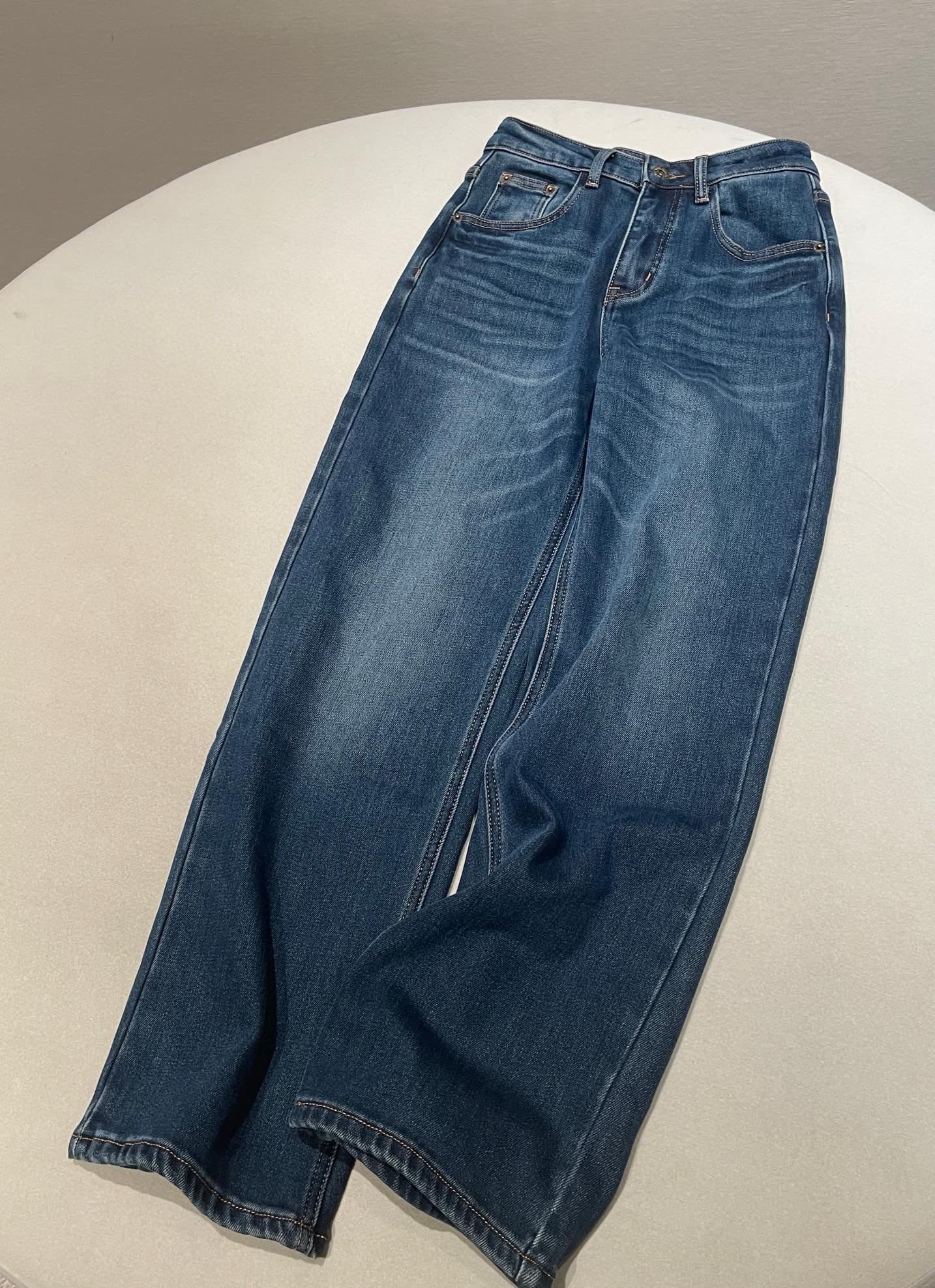 MiuMiu Navy Washed Denim Flared Jeans #335826