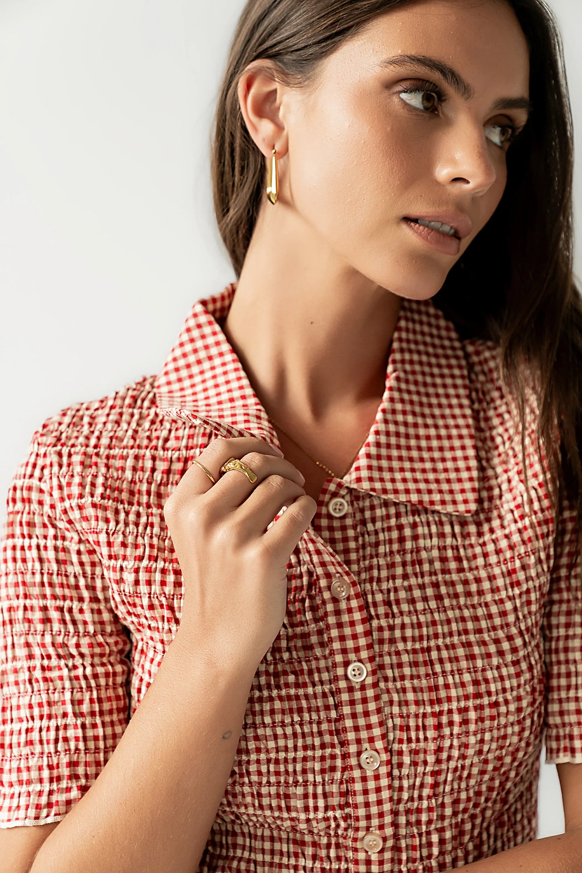 Connie Gingham Blouse in Red