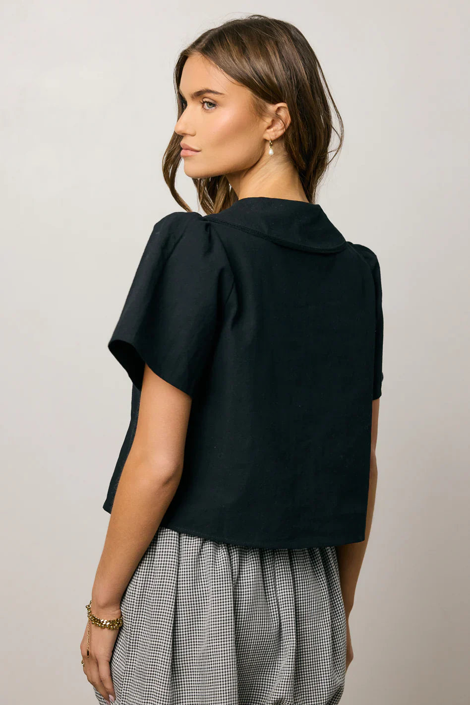 Ethan Tie Front Blouse in Black