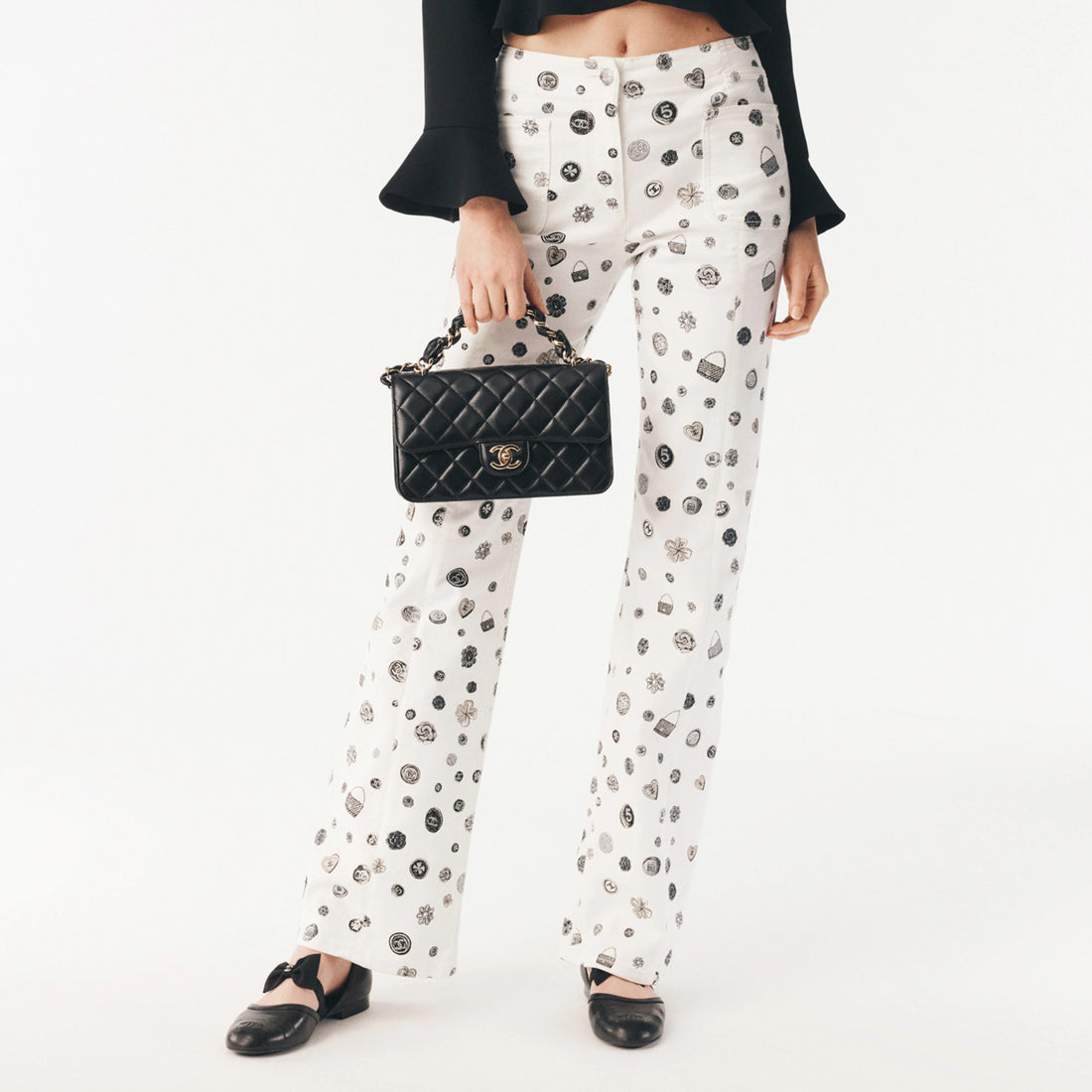 Chanel Women's Spring/Fall Fashion Casual Solid Color Classic Print Long Leg Denim Pants #78936