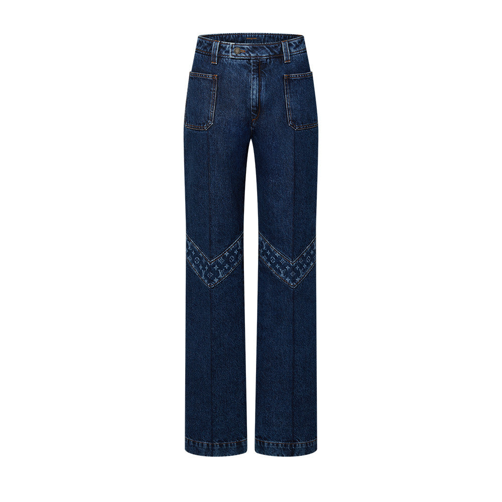 LOUIS VUITTON Monogram Accent Raw Denim Jeans #377124