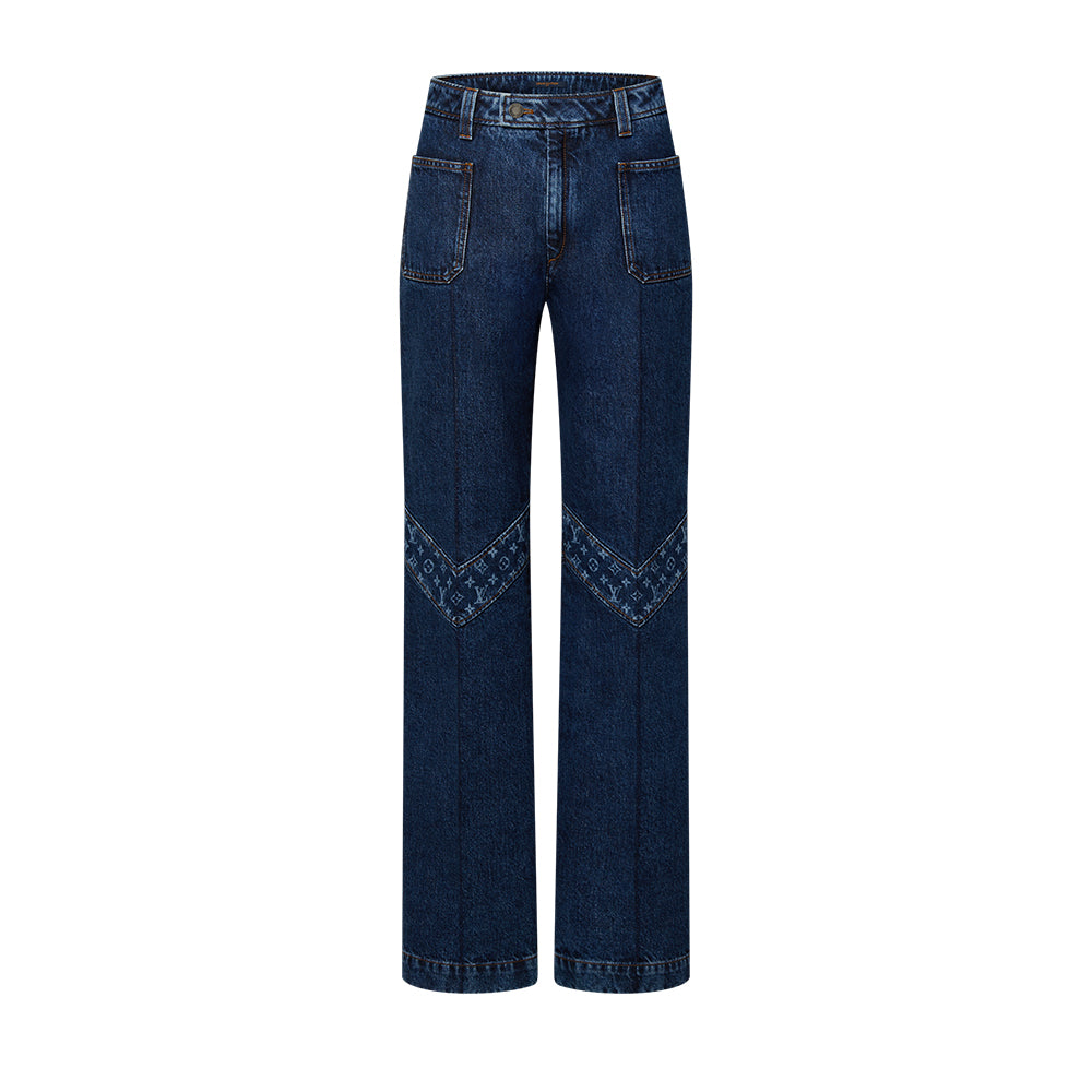 LOUIS VUITTON Monogram Accent Raw Denim Jeans #377124