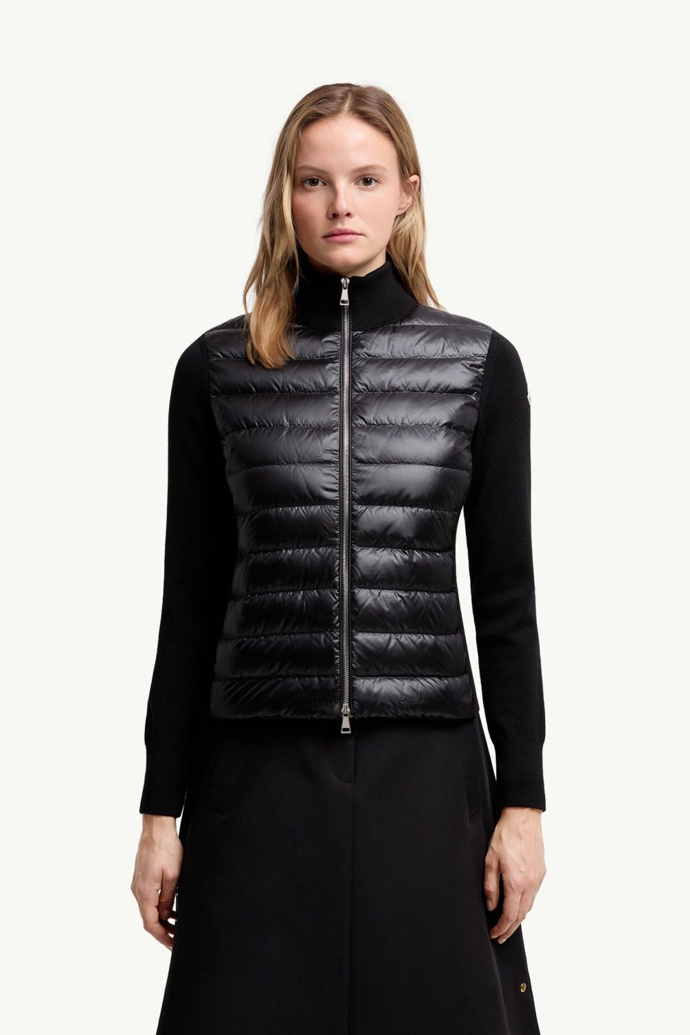 Moncler Cardigan Women's Ski Solid Color Snow Mountain Stand Collar Wool Goose Down Down Jacket#333081