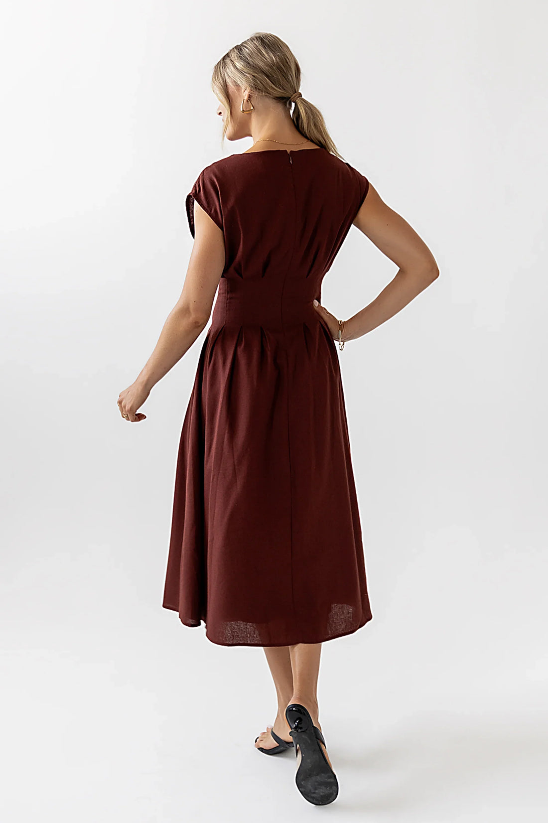 Matilda Pleated Maxi Dress in Rust