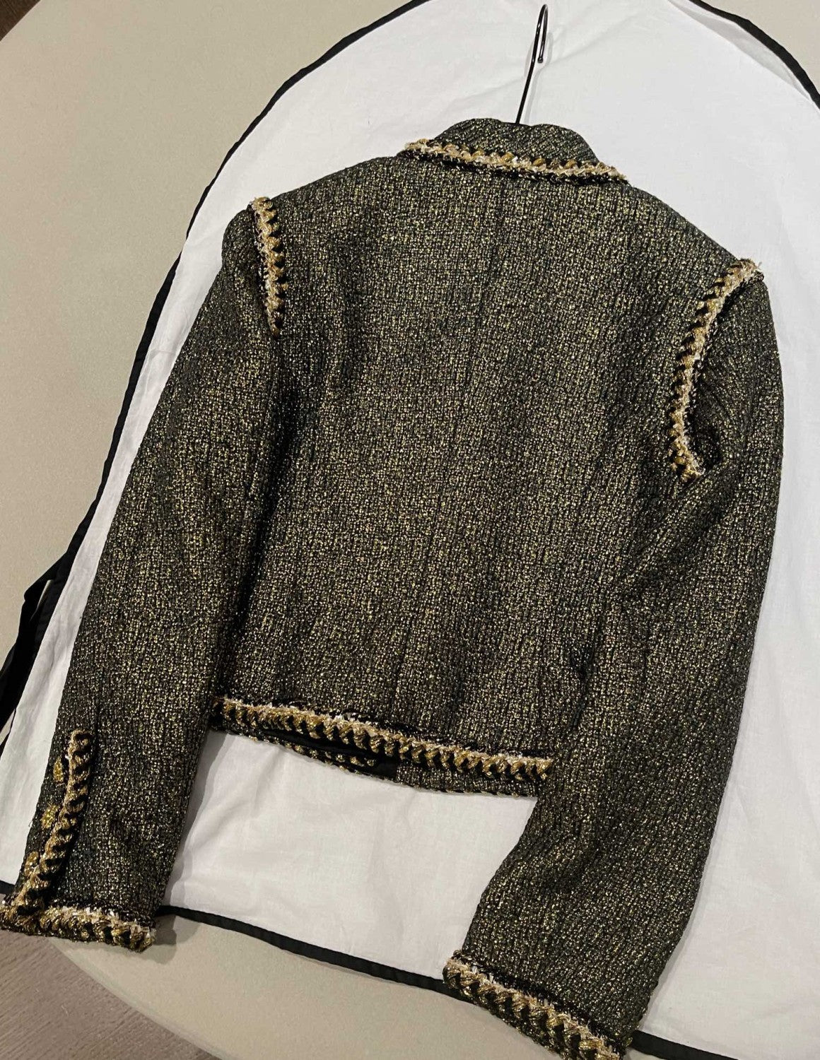 Chanel Jacket Skitr Tweed Gold Black #336118