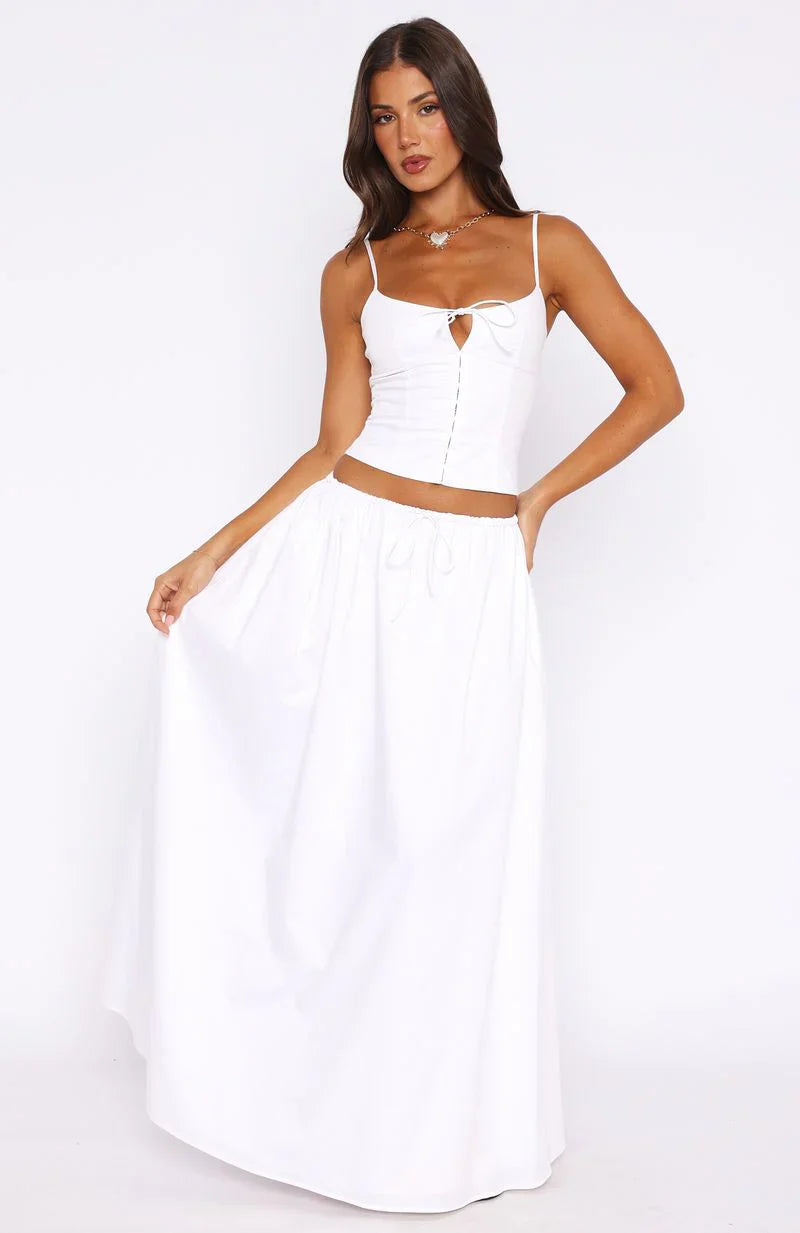 I'm Too Shy Maxi Skirt White
