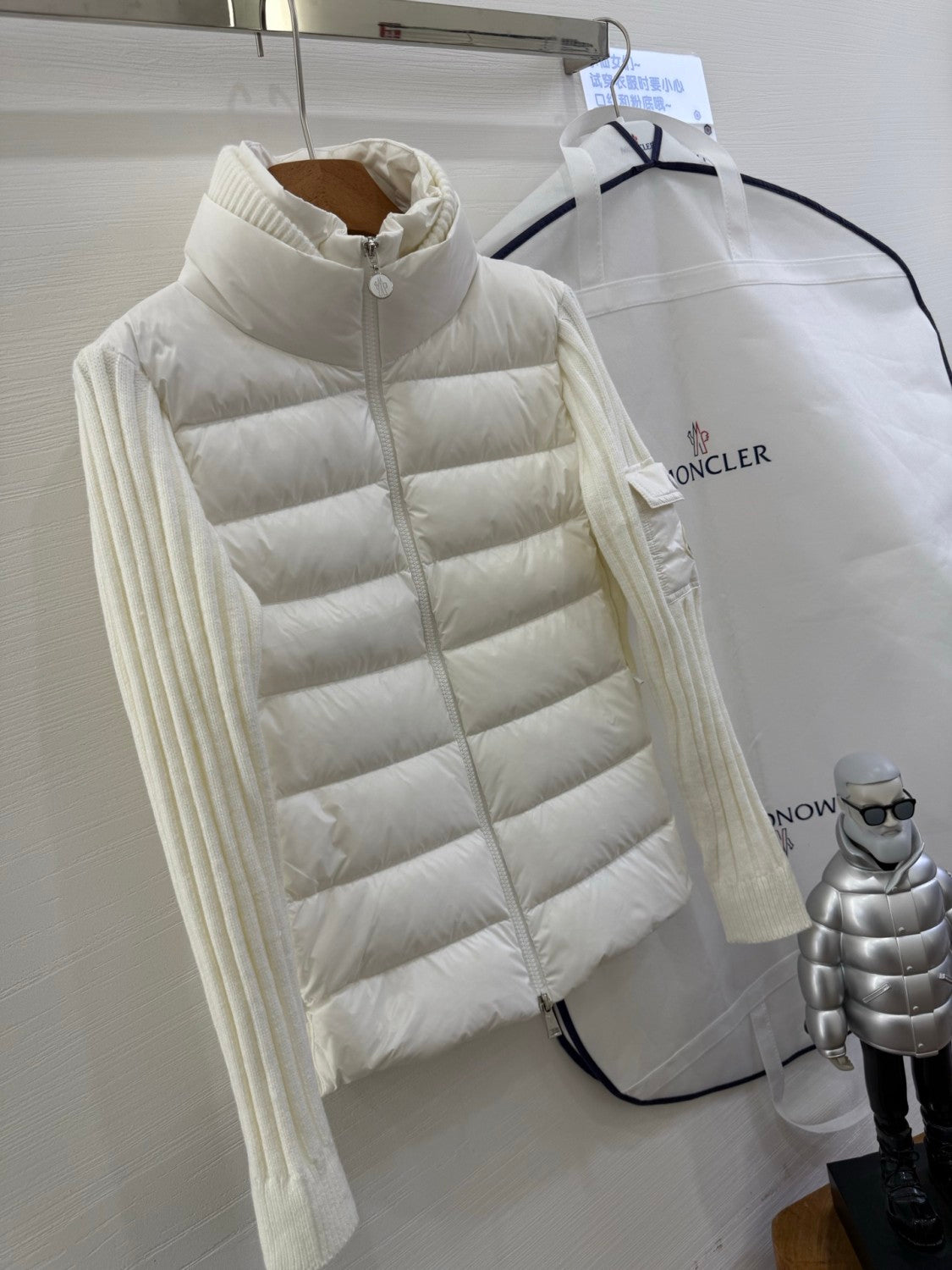Moncler Cardigan Women's Ski Solid Color Snow Mountain Stand Collar Wool Goose Down Down Jacket#333081