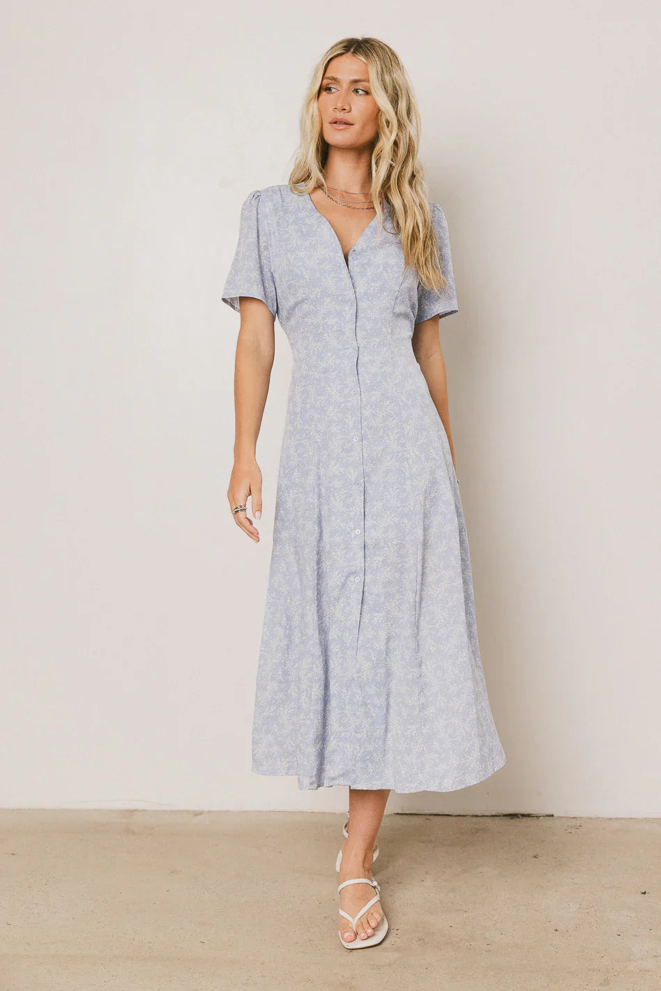 Kade Floral Midi Dress in Blue