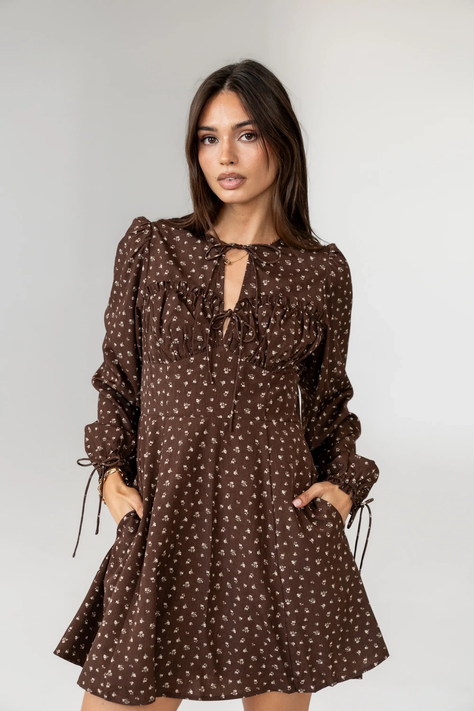 Myles Floral Mini Dress in Burgundy