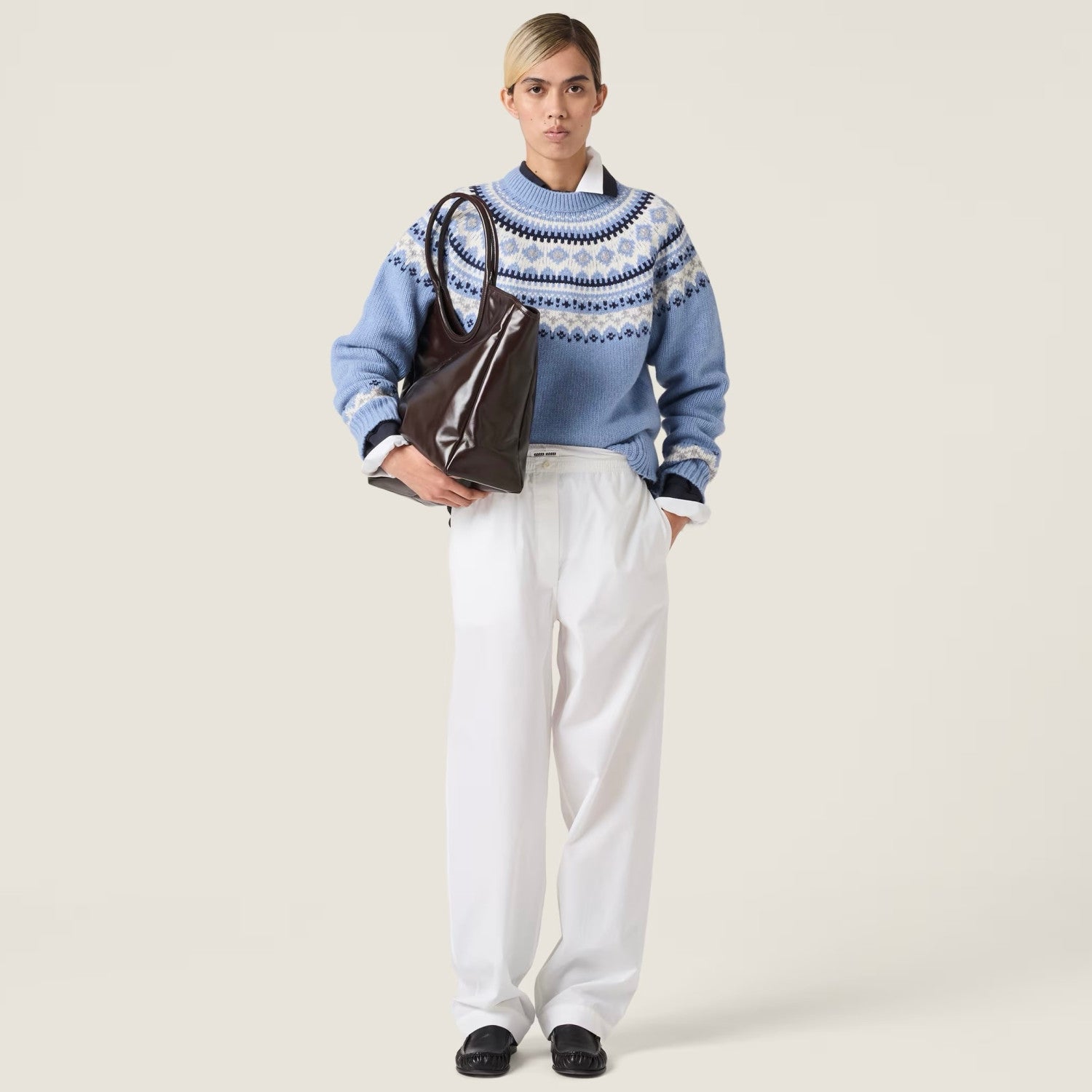 MiuMiu Wool Crochet Crew Neck Pullover Sweater #332159