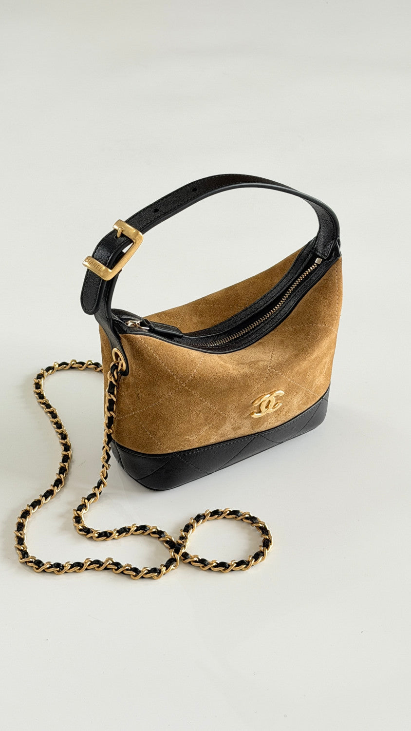 Chanel Suede Lambskin Colorblock Lunch Box Bag #379883