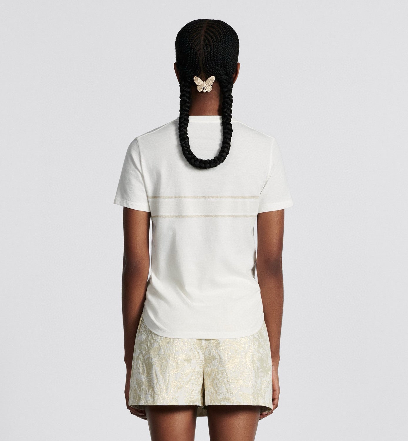 Dior Women's Summer Fashion Casual Crew Neck Cotton Short Sleeve T-Shirt with Gold Thread Embroidery T-Shirt #78579