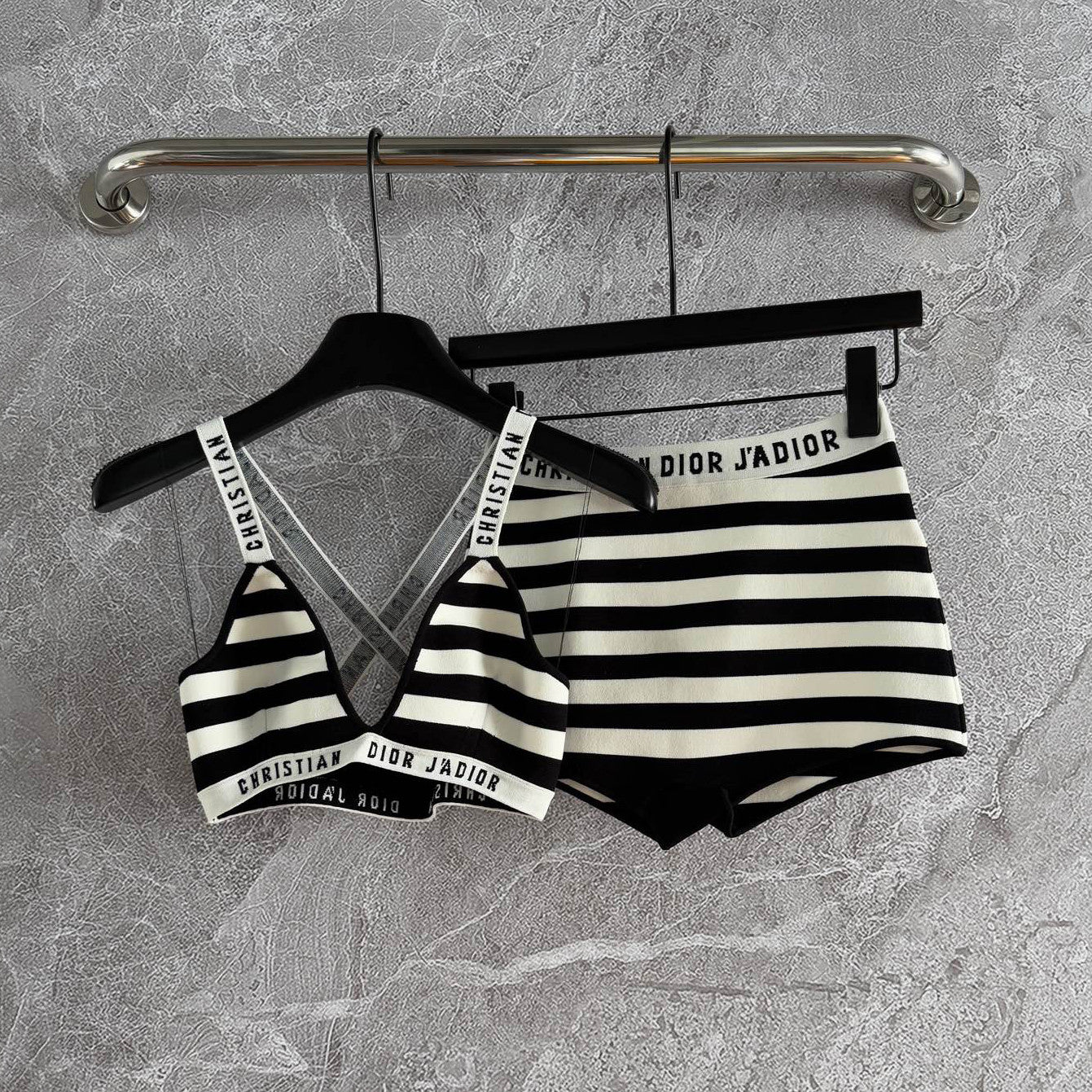 Dior Women's Fashion Casual Strappy Underwear Set with Embroidered Logo and Contrasting Letter Stripes Suit Set #78649