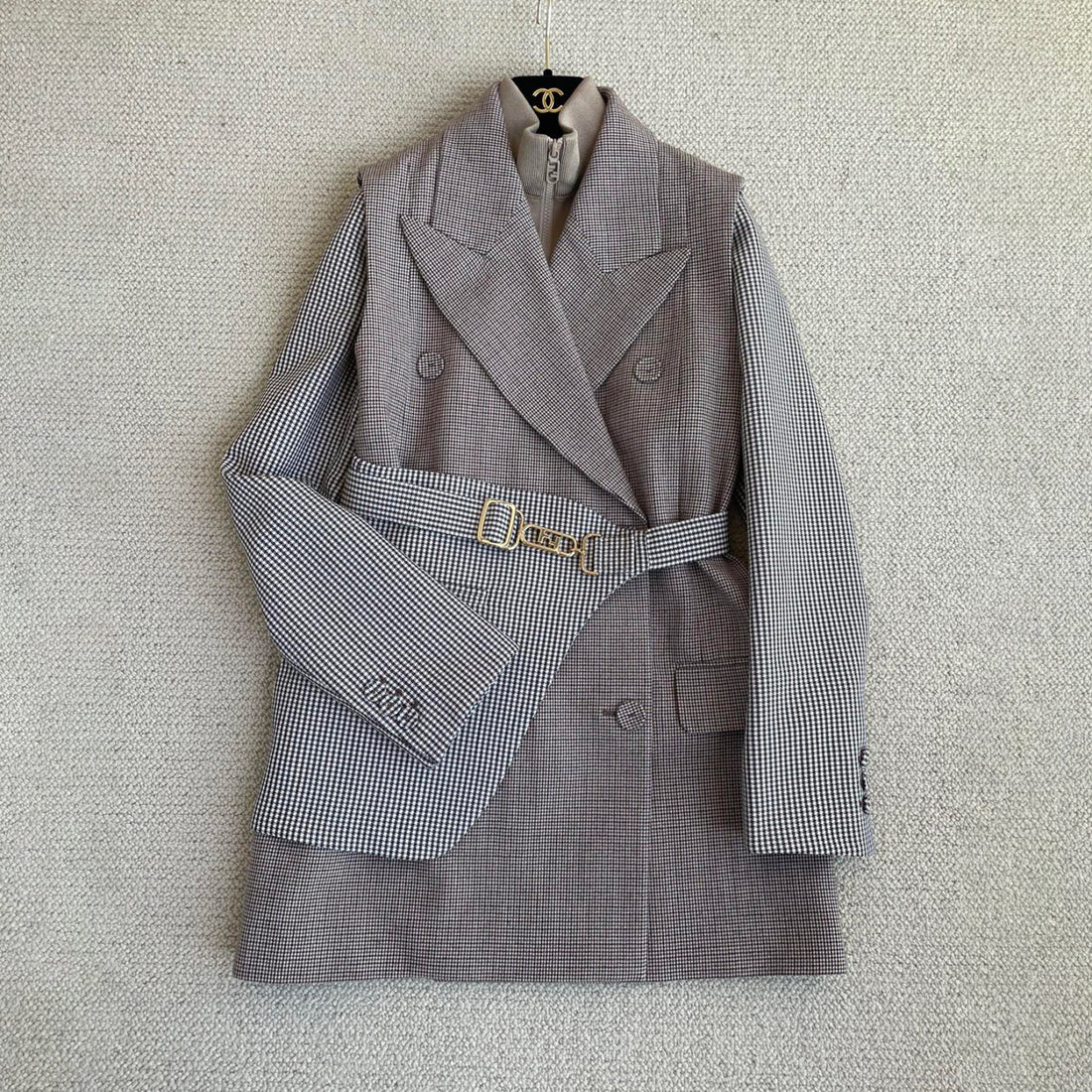 Fendi Women's Women's Spring/Fall Fashion Classic V-Neck Detachable Belt Long Sleeve Jacket Vest Blazer Jacket #78676