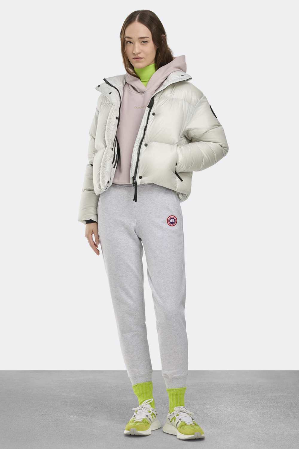 Canada Goose Cypress Cropped Puffer White Label Stand Collar Long Sleeve Glossy Windproof Waterproof Casual Lightweight Short Down Jacket #332228