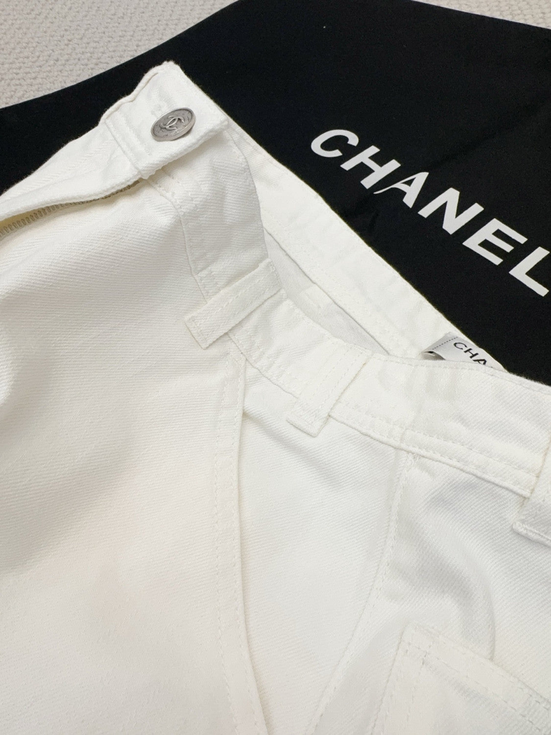 Chanel Jeans Washed Denim White #377644