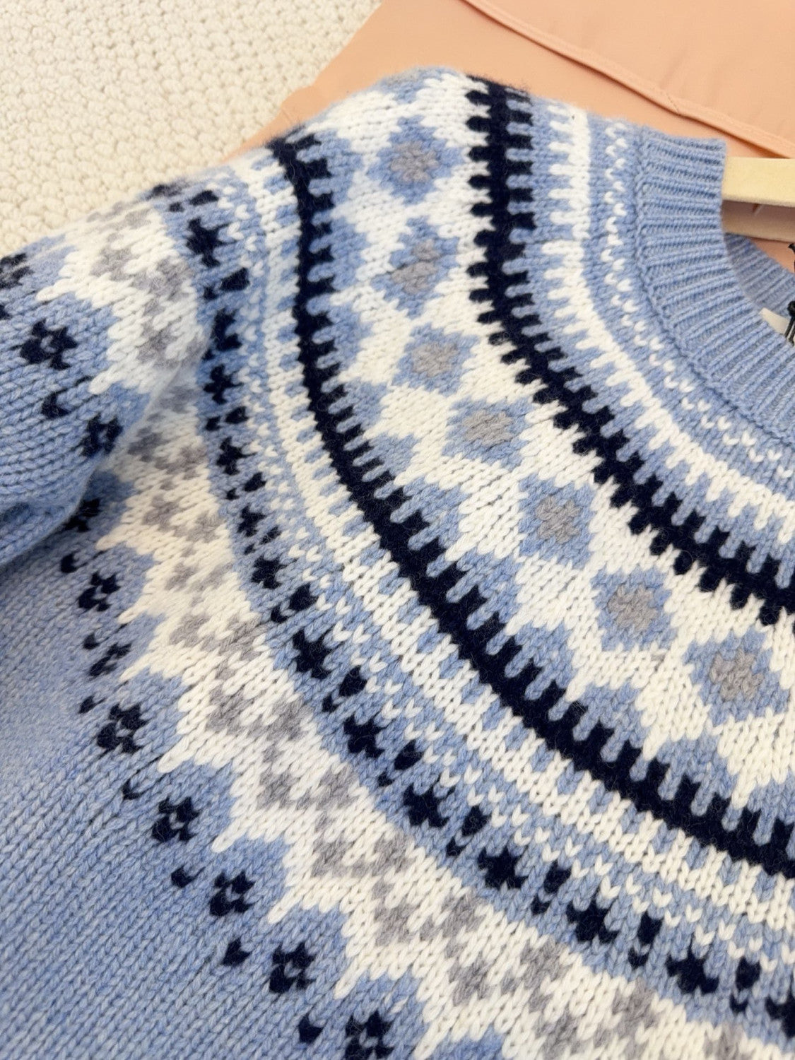 MiuMiu Wool Crochet Crew Neck Pullover Sweater #332159