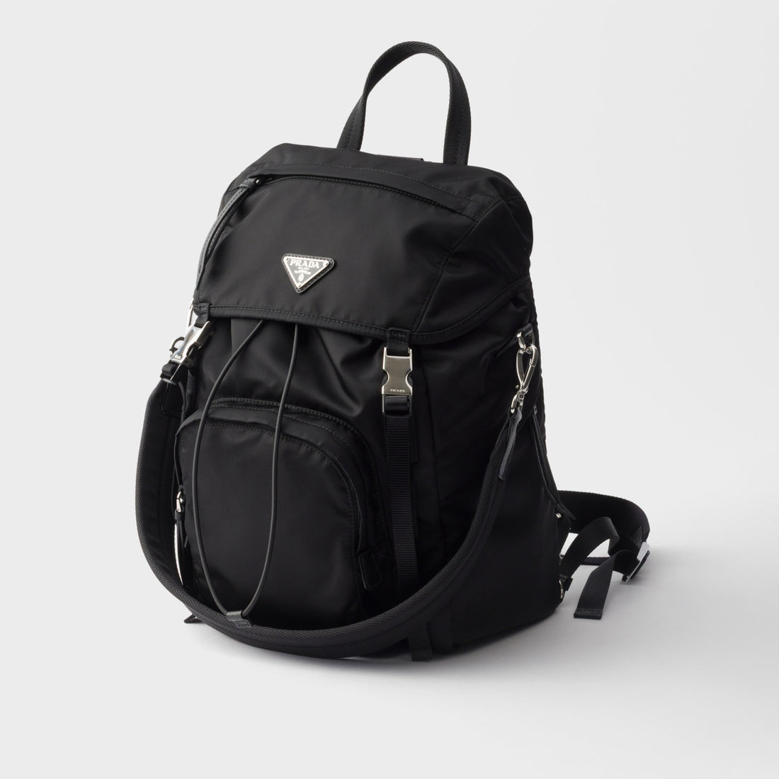 Prada Re-Nylon Men's And Women's Fashion Casual Solid Color Zipper Triangle Logo Backpack With Adjustable Straps Backpack Crossbody Bag Bags 1BZ039_RV44_F0002_V_DMM #79351