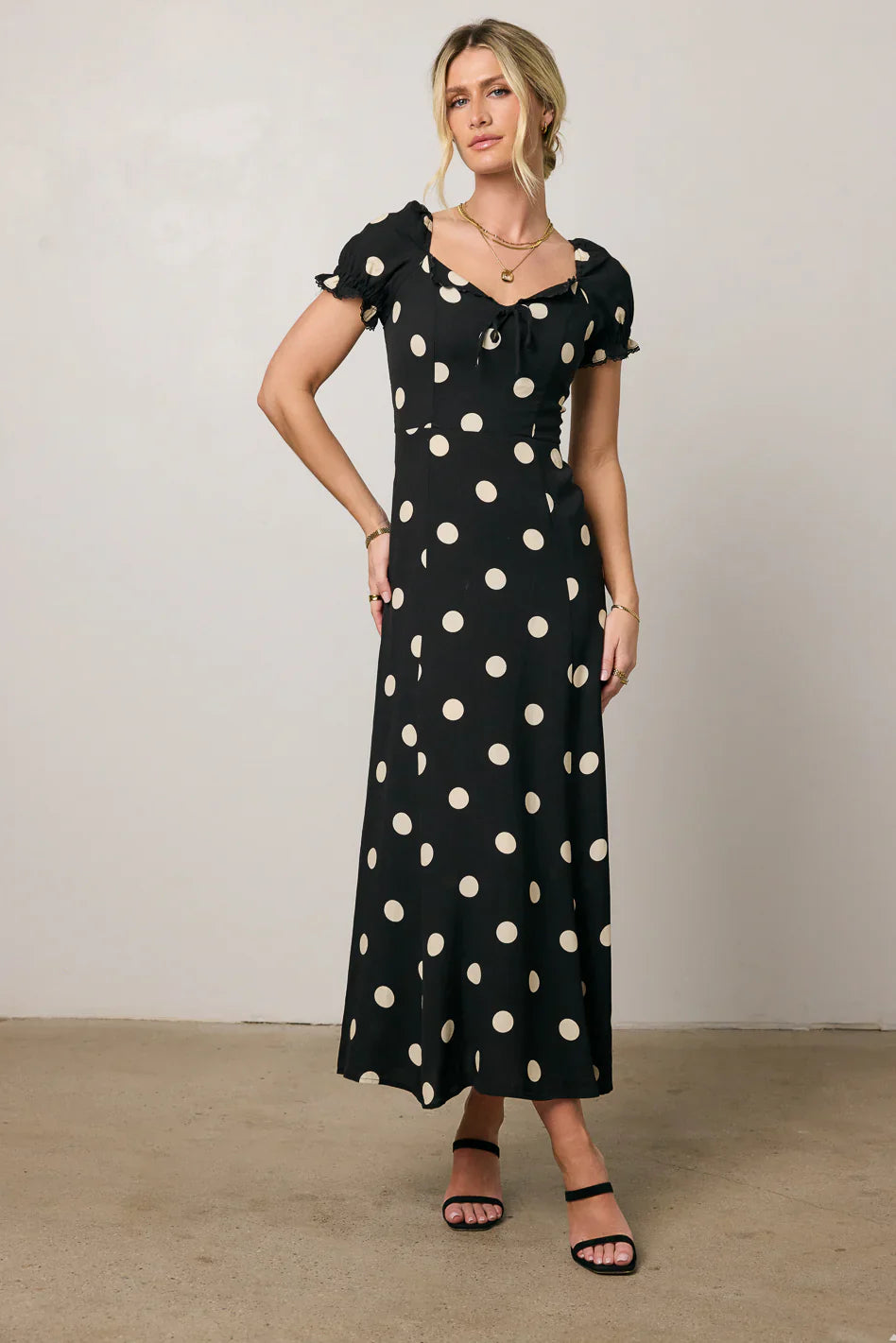 Marlow Polka Dot Maxi Dress In Black