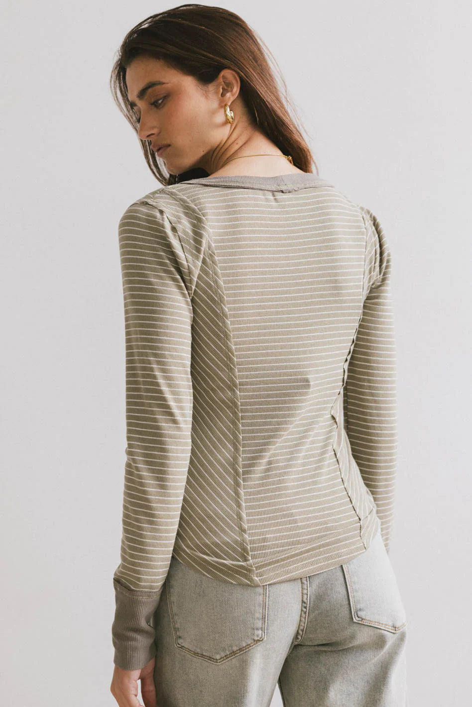 Alexandra Striped Top in Olive