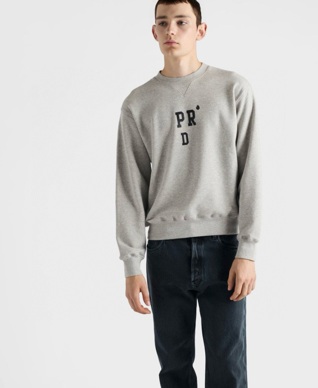 Prada  Men's and Women's Spring/Fall Fashion Casual Crewneck Pullover Solid Color Oversized Sweatshirt #78847