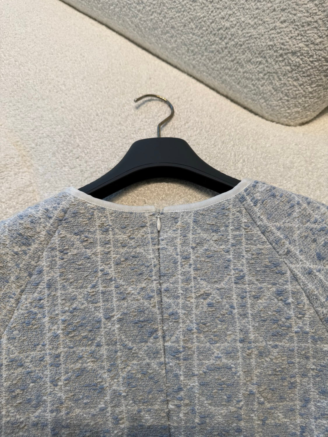 Dior ? Women's Spring/Summer Fashion Casual Round Neck Simple Elegant Rattan Check Short Sleeve Dress #79562