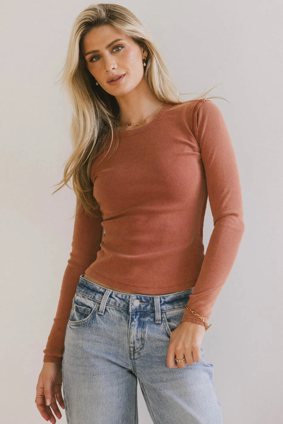 Lexie Ribbed Top in Red
