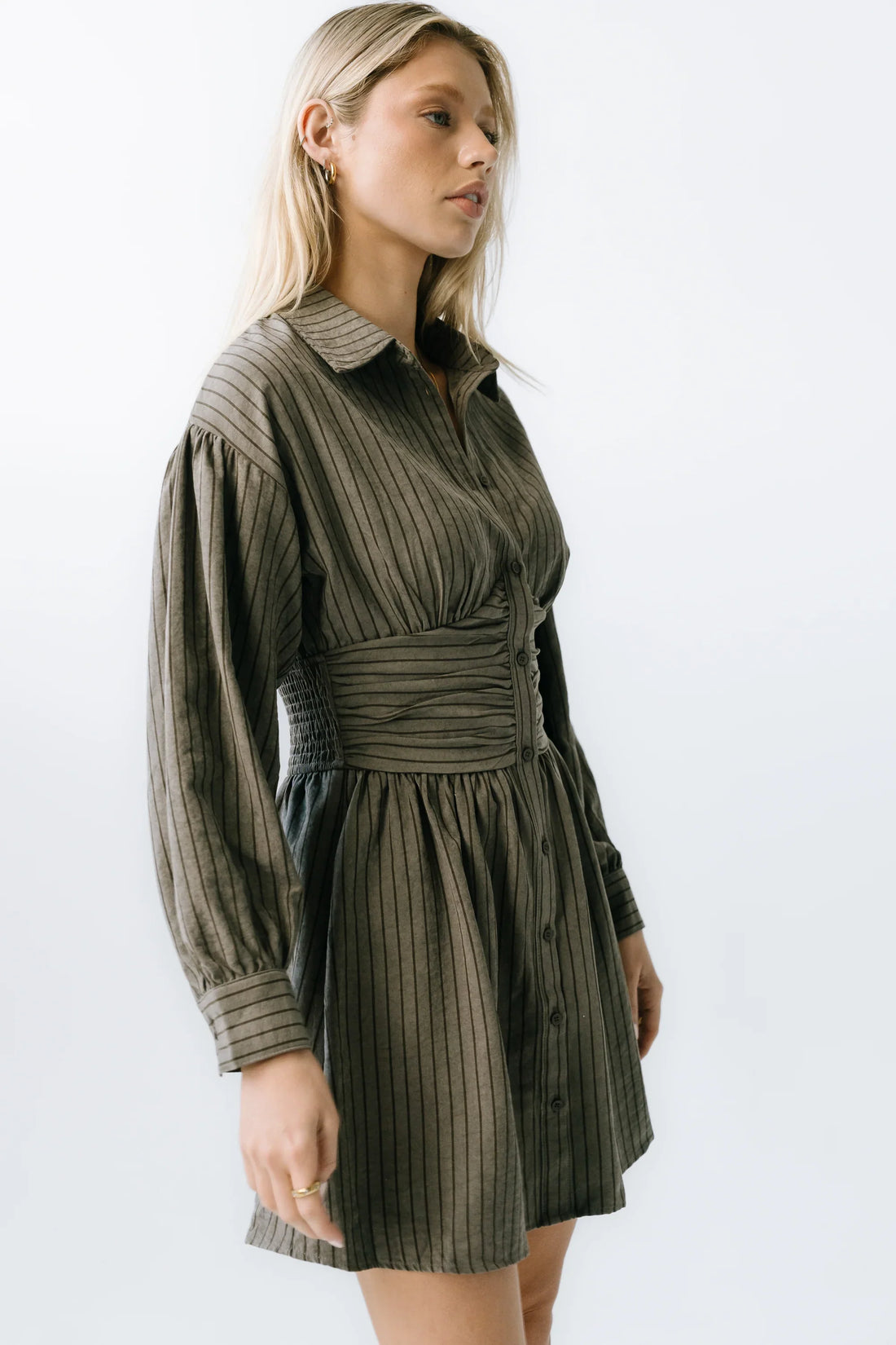 Lonnie Striped Mini Dress in Grey