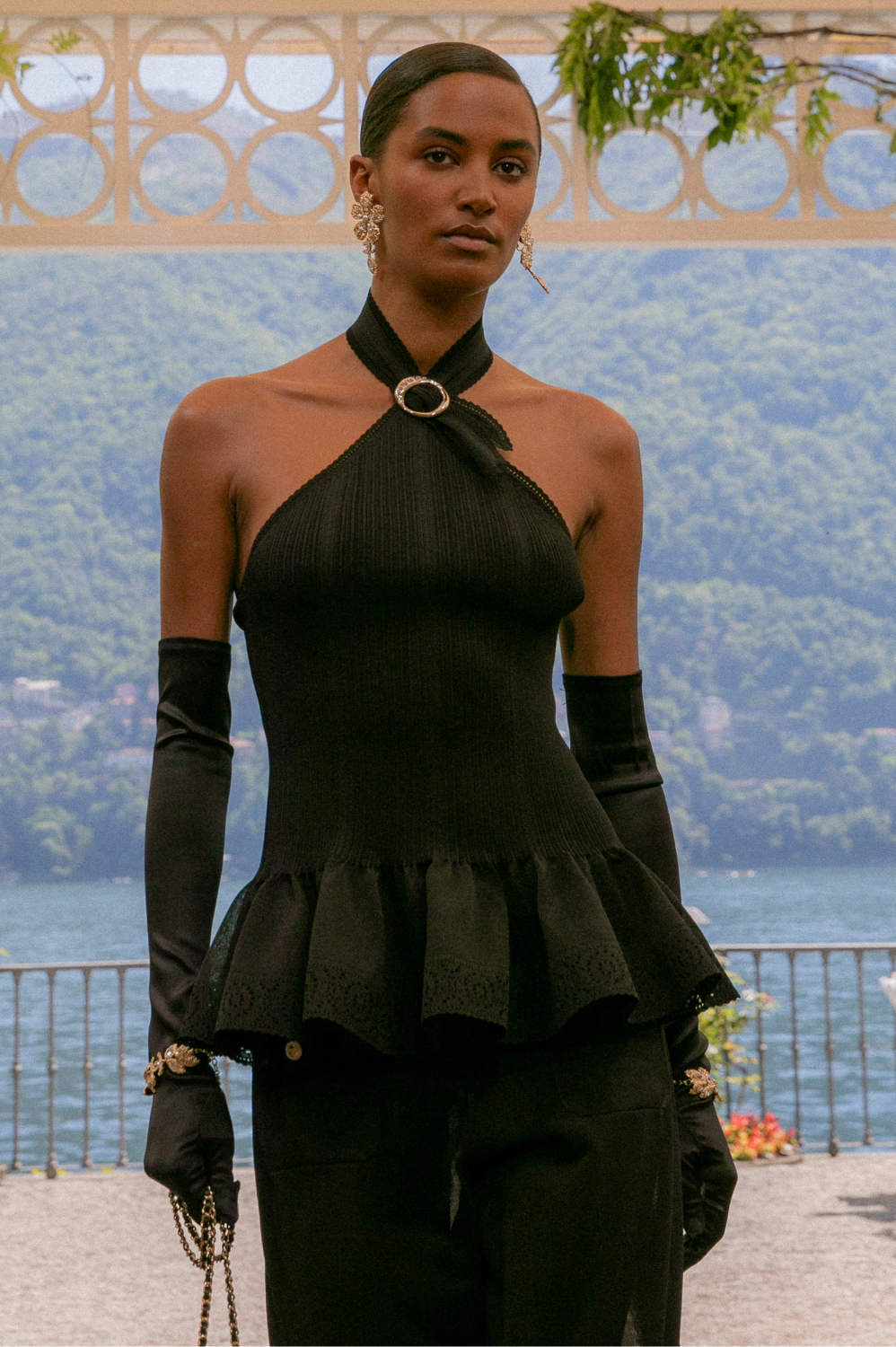 Chanel Top Silk Black White #335459